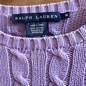 Ralph Lauren Blue Label Lavender Cable-Knit Crewneck Sweater Size M